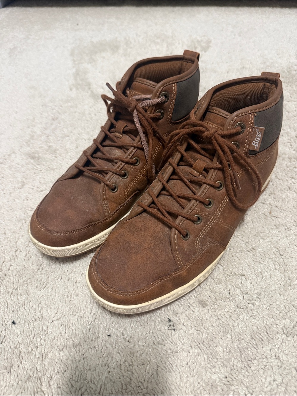 Bass Men’s Brown Lace-Up Leather High-Top Boots